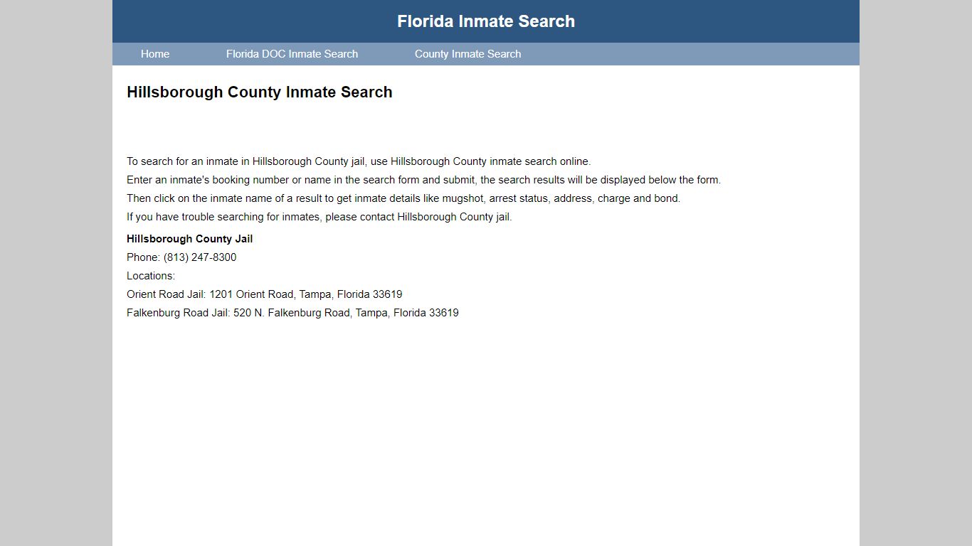 Hillsborough County Inmate Search